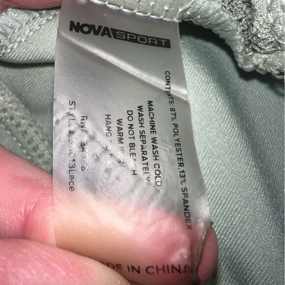 Nova Sport Sage Green Lace Back Bralette Sports Bra Large Layering Spring Summer - Picture 4 of 7